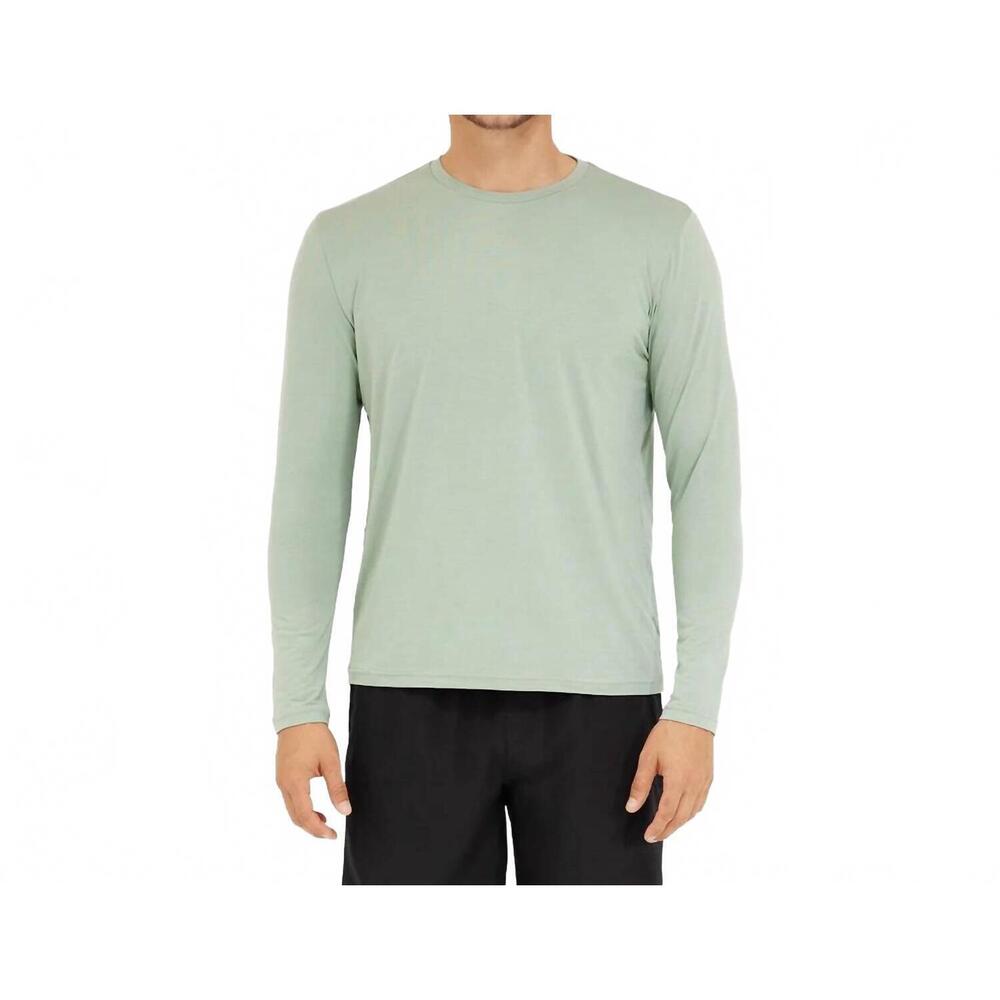 NEW SOMEWHERE SUNNY men's upf 50+ bamboo everyday long sleeve top in eucalyptus